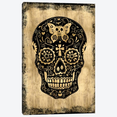 Day Of The Dead In Black & Gold Canvas Print #MWA3} by Martin Wagner Canvas Artwork