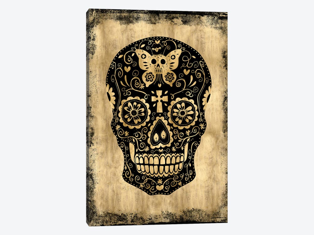 Day Of The Dead In Black & Gold by Martin Wagner 1-piece Canvas Artwork