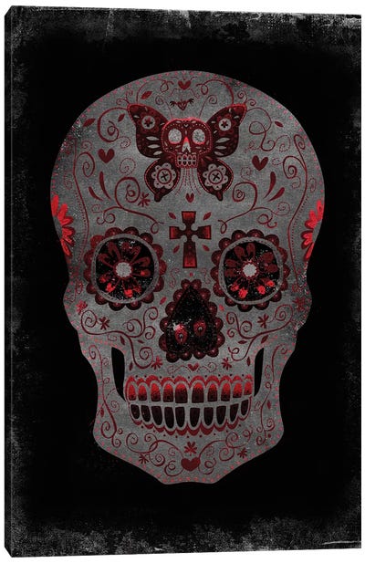 Day Of The Dead In Red Canvas Art Print - Day of the Dead