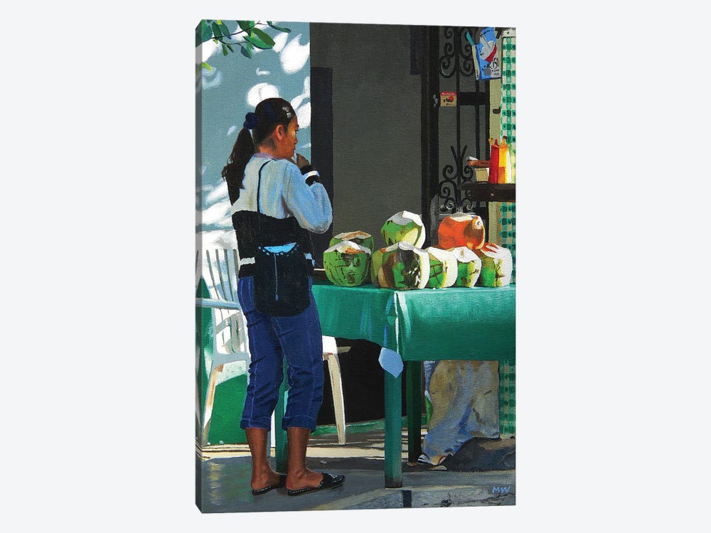 The Coconut Drinker by Michael Ward 1-piece Canvas Print