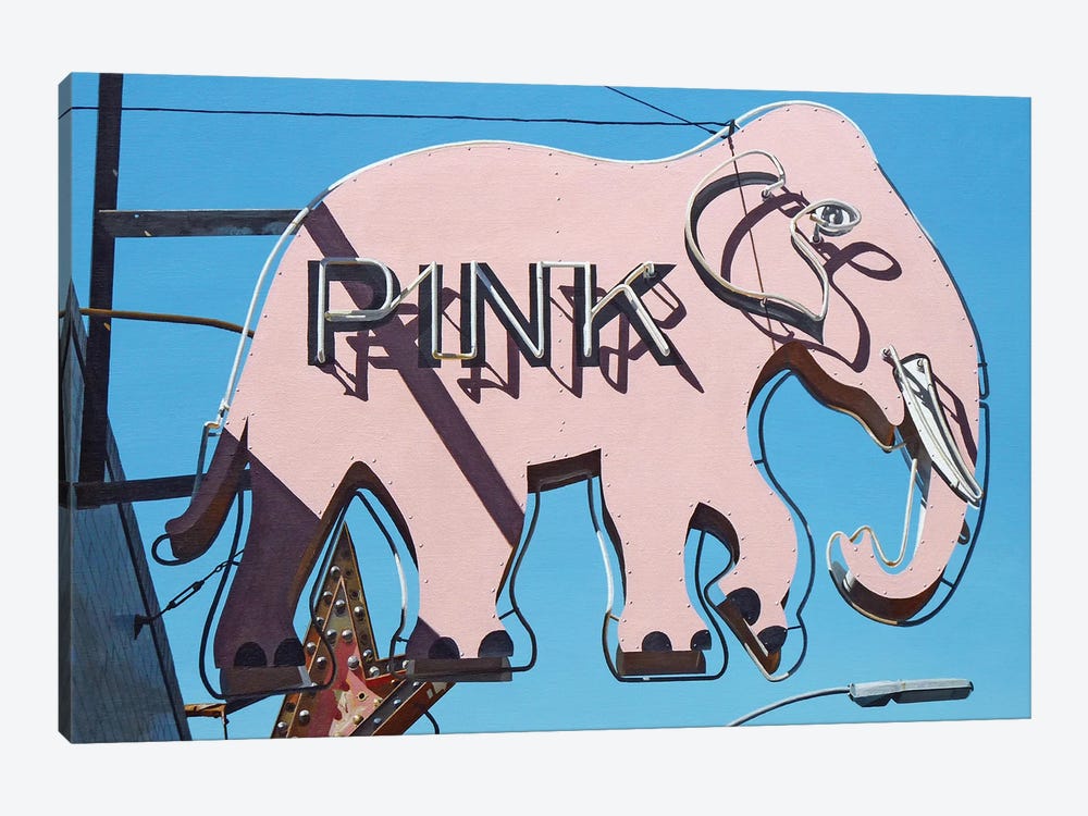 Pink Elephant by Michael Ward 1-piece Canvas Art Print