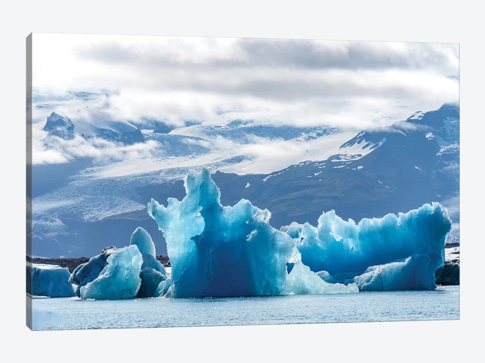 Iceland, Floating Glaciers Form Blue Ice Sculptures In Jokulsarlon, Glacier Lagoon. by Mark Williford 1-piece Canvas Art