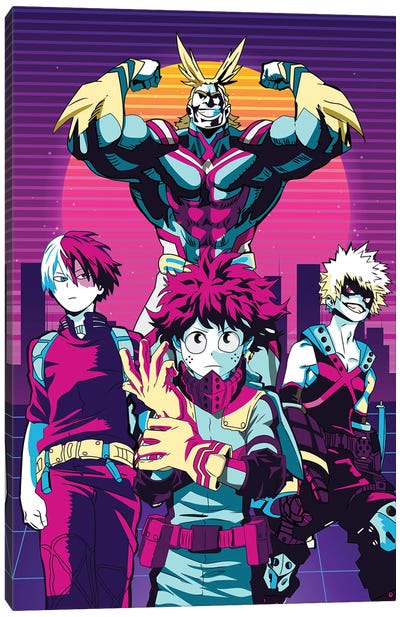 My Hero Academia 80s Retro Canvas Art Print - Art by Middle Eastern Artists