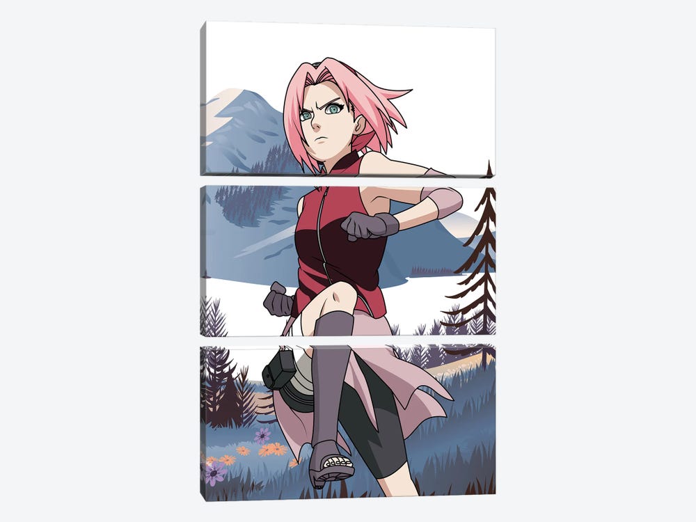 Sakura Naruto Anime by Mounier Wanjak 3-piece Canvas Print