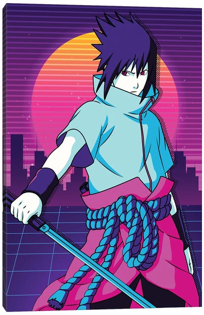 Sasuke Naruto Anime Retro Canvas Art Print - Sasuke Uchiha