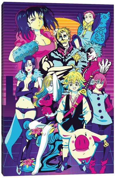 The Seven Deadly Sins 80s Canvas Art Print - Anime TV Show Art