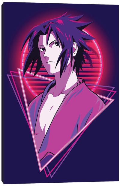 Sasuke Uchiha - Retro Style Canvas Art Print - Naruto