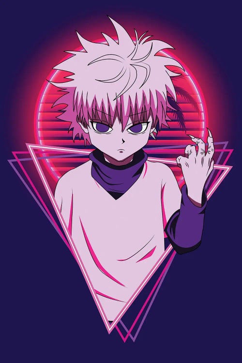 Hunter X Hunter Anime - Killua Retro Style by Mounier Wanjak wall art