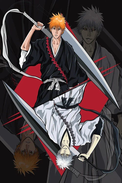 Bleach Anime - Ichigo And Zangetsu by Mounier Wanjak wall art