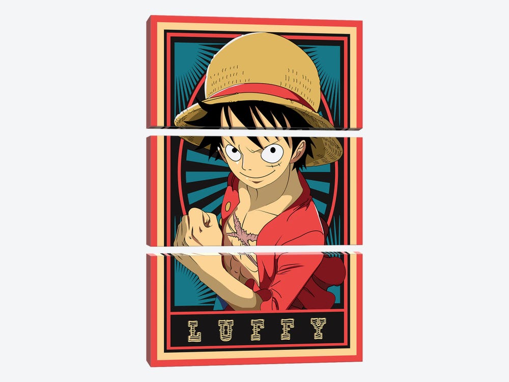One Piece Luffy Mugiwara anime quadro in canvass 100% cotone CORNICE  INCLUSA