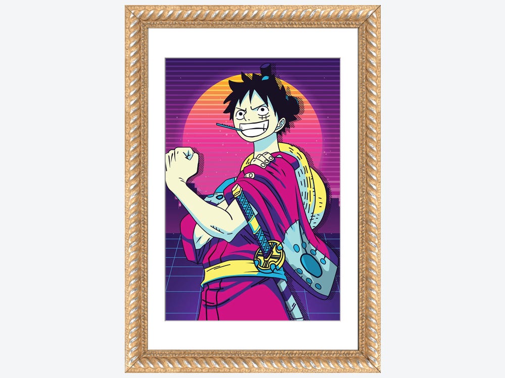 One Piece Luffy Mugiwara anime quadro in canvass 100% cotone CORNICE  INCLUSA