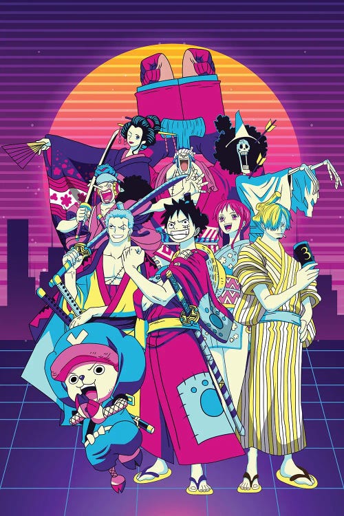 One Piece Anime - 80s Retro by Mounier Wanjak wall art