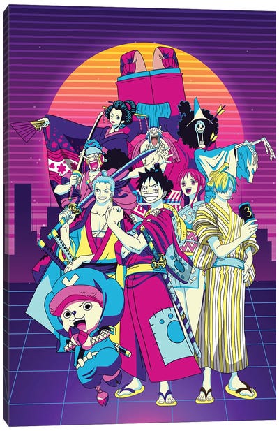 One Piece Anime - 80s Retro Canvas Art Print - Art by Middle Eastern Artists