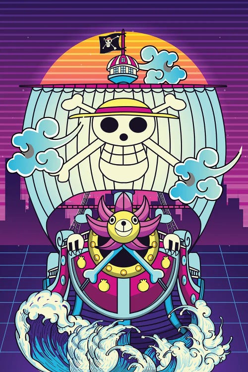 One Piece Anime - Thousand Sunny - 80s Retro