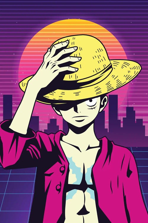 One Piece Anime - Luffy - 80s Retro