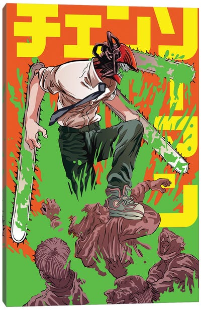 Chainsaw Man Manga Canvas Art Print - Anime & Manga Characters