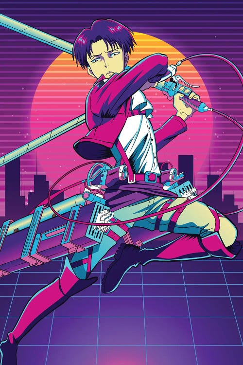 Attack On Titan Anime - Captain Levi - 80s Retro