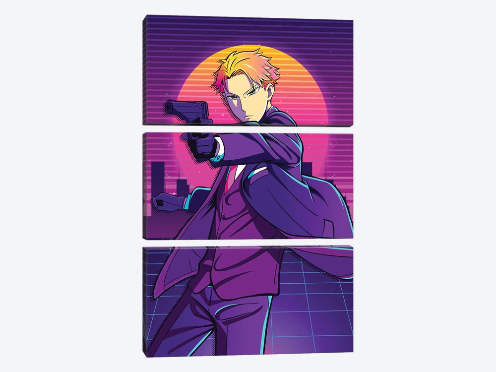 Spy X Family Anime - Loid Forger 80s Retro Style by Mounier Wanjak 3-piece Canvas Art Print