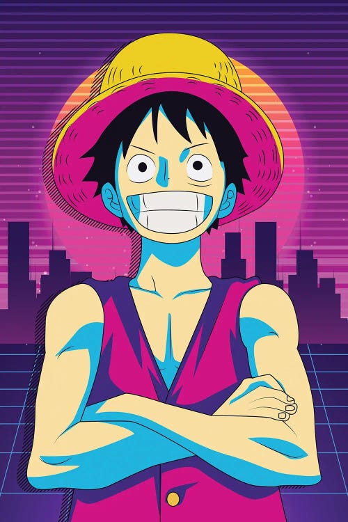 Monkey D Luffy - 80s Retro Style