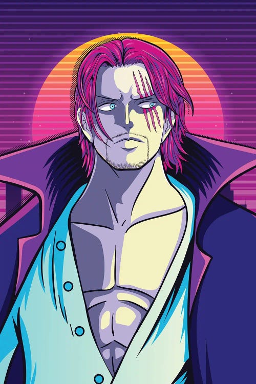 One Piece Anime - Shanks 80s Retro Style