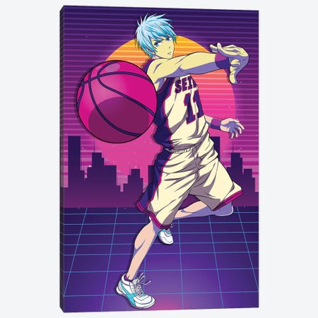 Kuroko No Basket Anime - Tetsuya Kuroko 80s Retro Style Canvas Print #MWJ363} by Mounier Wanjak Canvas Art