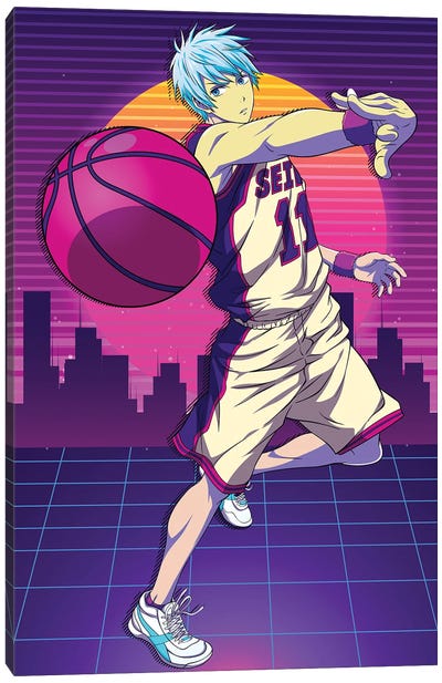 Kuroko No Basket Anime - Tetsuya Kuroko 80s Retro Style Canvas Art Print - Mounier Wanjak