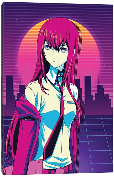Steins Gate Anime - Makise 80s Retro Style Canvas Art Print - Other Anime & Manga Characters