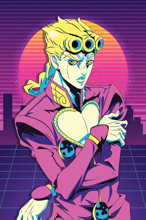 Giorno Giovanna - Jojo's Bizarre Adventure Anime 80s Retro Style