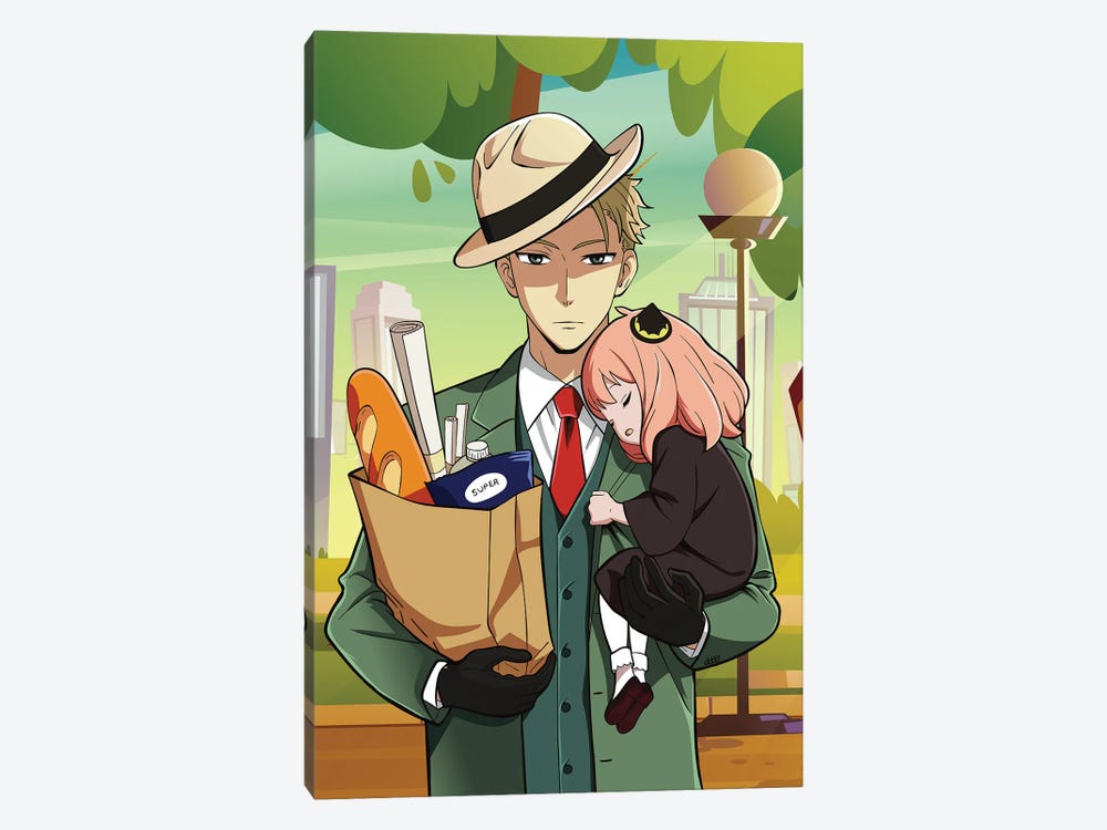 Spy X Family Anime - Loid Forger And Anya by Mounier Wanjak 1-piece Canvas Print