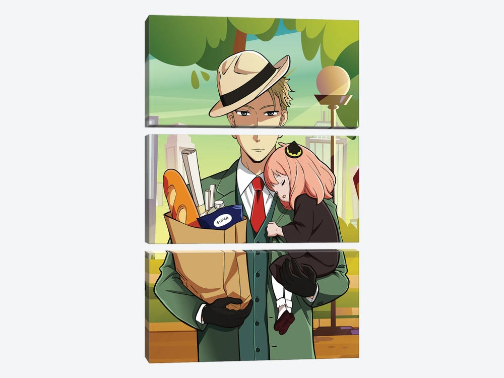 Spy X Family Anime - Loid Forger And Anya by Mounier Wanjak 3-piece Canvas Print