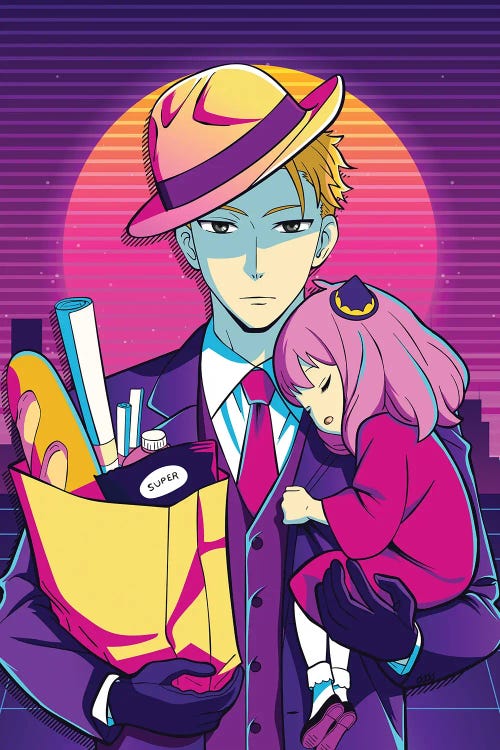 Spy X Family Anime - Loid Forger And Anya Retro Style