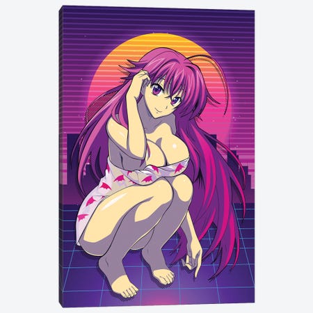 High School Dxd - Rias Gremory Retro Style Canvas Print #MWJ410} by Mounier Wanjak Canvas Wall Art