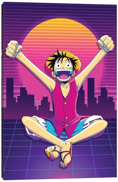 One Piece Anime Retro Style - Monkey D Luffy Canvas Art Print - Monkey D. Luffy