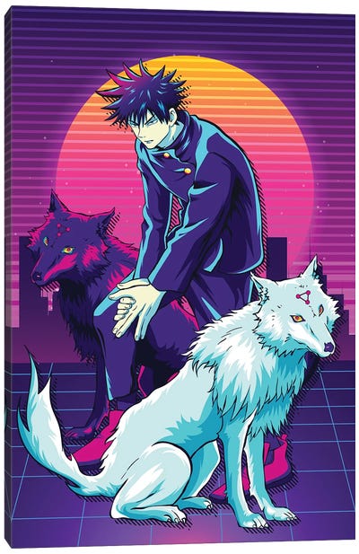 Jujutsu Kaisen Anime - Megumi Fushiguro Retro Style Canvas Art Print - Mounier Wanjak