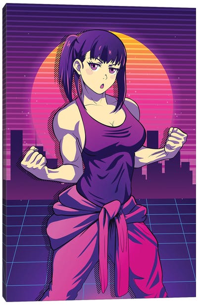 Fire Force Anime - Maki Oze Retro Style Canvas Art Print - Art by Middle Eastern Artists