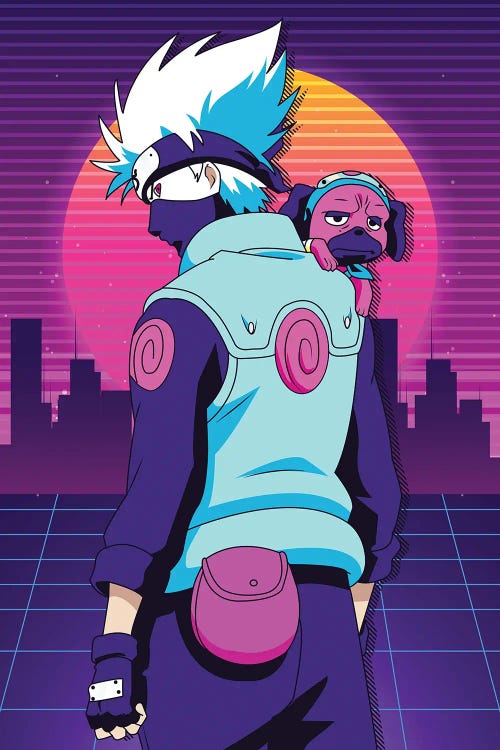 Hatake Kakashi 80s Retro by Mounier Wanjak wall art