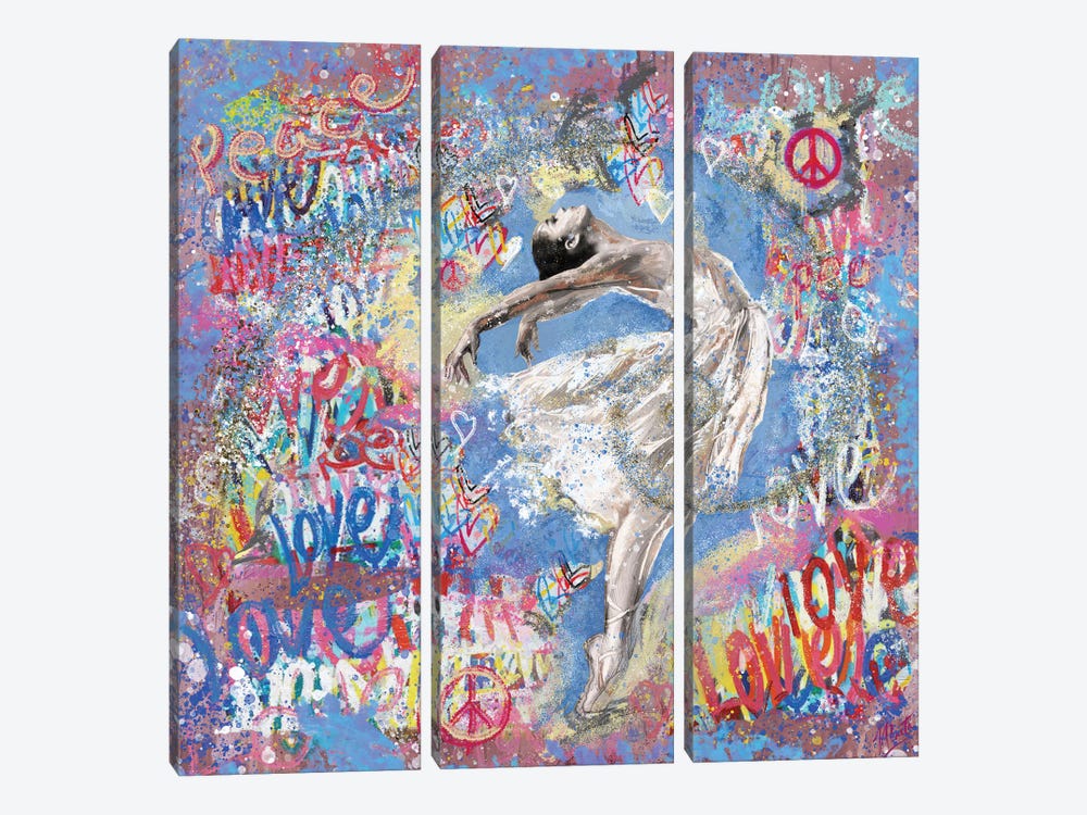 Graffiti Ballerina I by Marta Wiley 3-piece Canvas Art Print