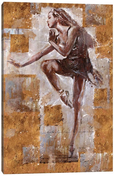 Jazz Dancer I Canvas Art Print - Gold & Silver Art