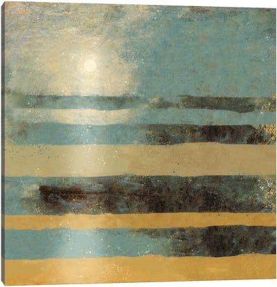 Sand & Sunset Canvas Art Print - Gold & Teal Art