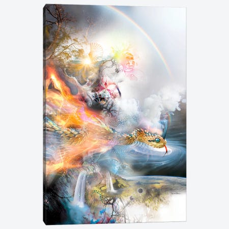 The Rainbow Serpent Canvas Print #MWM38} by Misprint Canvas Wall Art