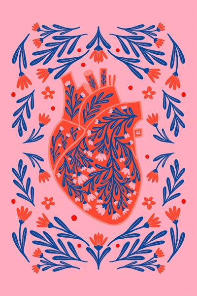 Biology: Floral Anatomical Heart by Angela Minca