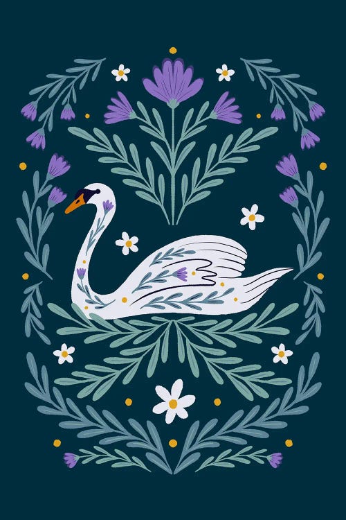 Folk Art Swan by Angela Minca wall art