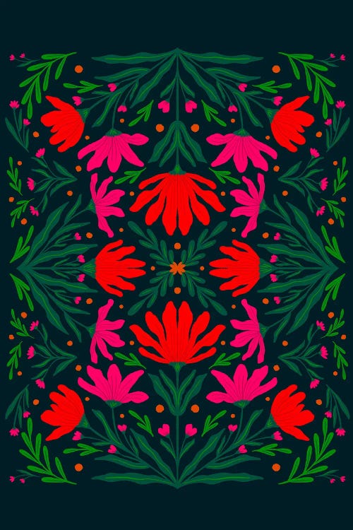 Bold Pink And Red Flowers by Angela Minca wall art