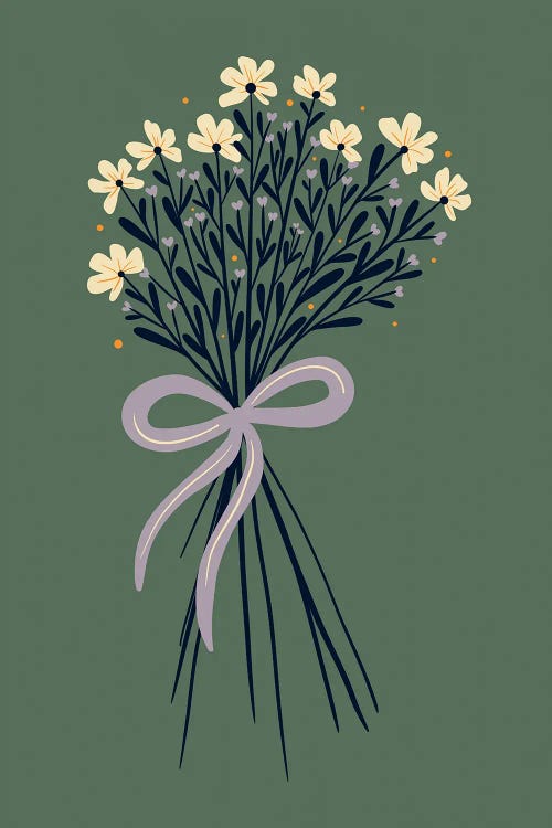 Floral Bouquet With A Bow by Angela Minca wall art