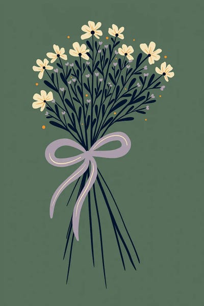 Angela Minca: Floral Bouquet With A Bow by Angela Minca