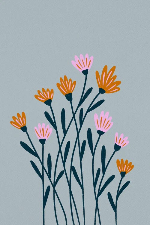 Orange And Pink Flowers by Angela Minca wall art