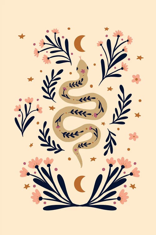 Snake And Flowers by Angela Minca wall art