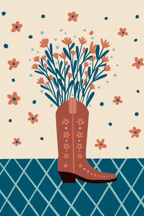 Cowboy Boot With Flowers by Angela Minca wall art