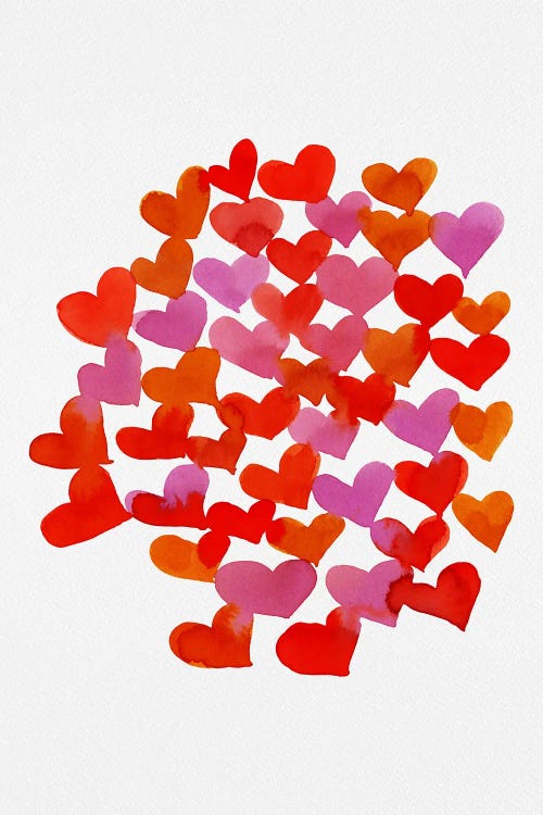 Watercolor Retro Hearts by Angela Minca wall art