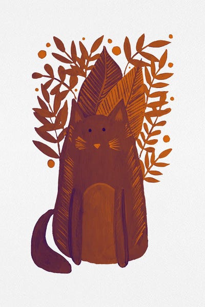 Fine Art Print: Brown Cat With Branches by Angela Minca